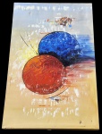 Decorativo de parede - Pintura s/ tela - 80x50 cm - com pequeno rasgo em uma das pontas inferiores.