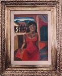 EMILIANO DI CAVALCANTE, MULATA, ÓLEO SOBRE TELA  45 X 33 cm. OBRA ACOMPANHA DOCUMENTO DE AUTENTICIDA
