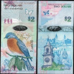 BERMUDA  - CEDULA DE 2 DOLLARS  DO ANO 2009  HIBRIDA VALOR DE CATALOGO 90 REAIS  -EM ESTADO FLOR DE