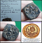 IMPERIO  BIZANTINO - PERIODO HERACLIUS ANO 610 A 641 dC MUITO ESCASSA FORMATO DIFICIL EM BELISSIMO E