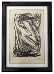 ADRIANA TABALIPA - Gravura intitulada "Era uma vez um homem..." assinada no canto inferior direito, datada 1989, numerada 1/6, protegida por moldura de madeira laqueada de preto, paspatur e vidro transparente. Medida da oba 40 x 26cm. Medida total 51 x 37cm.