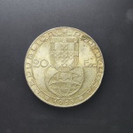 PORTUGAL - 20 escudos de 1953 Prata 0.800, 21g,  34mm, em excelente estado de conservação