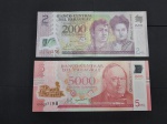 Duas cédulas do Paraguay de 2000 e 5000 Guaranies em bom estado de conservação