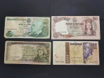 Quatro cédulas de países estrangeiros diversas