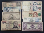 Nove cédulas de países estrangeiros diversas