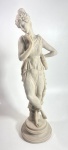 Escultura em pó de mármore, representando dama. Medidas: 68 cm de altura.