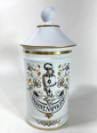 LIMOGES-  AU POT DE GALIEN -FRANÇA- SÉCULO XIX - Antigo Pote de farmácia  em porcelana francesa século XIX com as descrições ONGUENT NAPOLITAIN. Medidas:  28 cm. OBS; TAMPA NÃO ORIGINAL