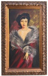 Giovanni Boldini (1842-1931) - oleo s/ madera, "Portrait de Josefine", datado 1912, medindo: 39 cm x 75 cm e 57 cm x 93 cm
