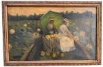 Pintura Europeia - oleo s/ tela, medindo: 36 cm x 58 cm e 67 cm x 44 cm
