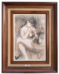 CARLOS LEÃO (1906-1982) - guache s/ cartão, "Etiqueta Contorno, Coleção Particular da Galeria Graffo, 6.9.85", medindo: 60 cm x 41 cm e 70 cm x 89 cm