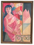 CICERO DIAS (atribuido) - oleo s/ tela, medindo: 1,00 m x 73 cm