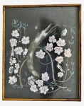 Pintura oriental s/ cartão, assinado, medindo: 60 cm x 49 cm e 64 cm x 57 cm