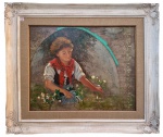 AMRITA ? - oleo s/ tela, datado 2005, "Delicadeza", medindo: 1,00 m x 80 cm e 1,40 m x 1,21 m