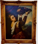 G.COSTA?? - Pintura europeia, assinatura ilegível, oleo s/ madeira, medindo: 1,03 m x 91 cm e 1,18 m 95 cm