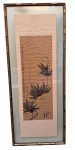 Rara pintura oriental, tecnica mista s/ papel, medindo: 1,29 m x 41 cm e 1,47 m x 59 cm