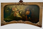 Maravilhosa  pintura (painel) europeu digna de Museu possivelmente Sec. XVIII - XIX, oleo s/ tela, chassis cruzado em cunha, moldura curva com volutas, medindo: 1,44 m x 82 cm e 1,61 m x 1,10 m.