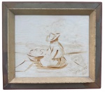 José PANCETTI (1902-1958) (atrib.) - desenho s/ Eucatex, "lavandera". medindo: 24 cm x 28 cm e 34 cm x 40 cm