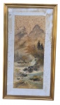 Pintura oriental, tecnica mista s/ papel, assinado e selo vermelho, medindo: 79 cm x 43 cm
