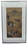 Pintura oriental, tecnica mista s/ papel, medindo: 76 cm x 38 cm