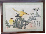 Pintura oriental, tecnica mista s/ papel, assinado e selo vermelho, medindo: 68 cm x 46 cm