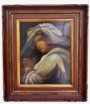 Pintura europeia, assinatura ilegível, oleo s/ tela, medindo: 55 cm x 45 cm e 73 cm x 83 cm
