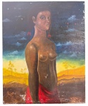 Orlando TERUZ (1902-1984) - oleo s/ tela, precisa de restauro, medindo: 1,00 m x 81 cm