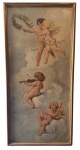 Pintura Europeia, oleo s/ tela, "Anjos musicais", medindo: 95 cm x 43 cm