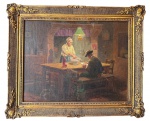 Pintura europeia, oleo s/ tela, "Cena de Cozinha", medindo: 33 cm x 41 cm e 50 cm x 41 cm