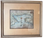 Raridade Mapa colorido Porto Louisborg, Gravura s papel, medindo; 23 cm x 27 cm e 50 cm x 44 cm