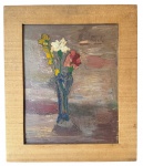 Flavio DE CARVALHO (1899-1973) - oleo s/ madeira, "vaso de Flores", Jequitimar Guarujá 1968, medindo: 49 cm x 39 cm e 54 cm x 64 cm