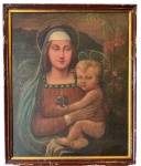 FROMENT ??? assinatura ilegível, oleo s. tela "Virgem Maria e menino Jesus", medindo: 61 cm x 50 cm e 55 cm x 66 cm