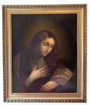 Pintura europeia, sem assinatura, oleo s/ tela, "MADONNA", medindo: 74 cm x 60 cm e 65 cm x 88 cm