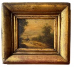 Abraham Louis BUVELOT (1814-1888) - oleo s/ madeira, "Etiqueta no verso: Obra adquirida no Leilão da Filha do Barão do Amparo em 1963", medindo: 12 cm x 16 cm e 28 cm x 26 cm