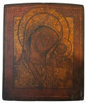 Ícone Russo - pintura s/ madeira, representando Virgem maria e Menino Jesus, medindo:36 cm x 30 cm