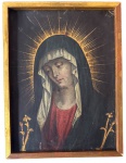 Giovanni BELLINI (1430-1516) - Pintura religiosa, oleo s/ madeira, representando Virgem Maria, medindo: 22 cm x 16 cm