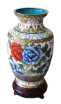 Antigo e raro vaso em Cloisonné, todo em bronze, pintado a mão