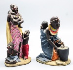 ESCULTURAS - Linda escultura em resina, representando crianças e jovens em trajes étnicos. Alt 22 cm e 16 cm.