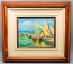 QUADRO - ANGELO LOMAR - OSE - Marinha. Med. 38x44 cm.