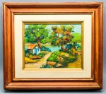 QUADRO - MAURICIO R - Casario, datado 1988. Med. 35x40 cm.