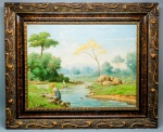 QUADRO - OST - PAISAGEM - Assinatura não identificada, datado 1945. Med. 52x62 cm.