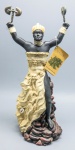 ARTE SACRA - Escultura em resina, representando XANGÔ. Alt. 38 cm.
