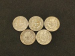 PRATA - LOTE DE 5 MOEDAS 2000 REIS - SÉRIE MOCINHA ANO 1924.MOEDAS MUITO BEM CONSERVADAS, PORÉM APRESENTAM PÁTINA DO TEMPO, VENDIDAS NO ESTADO DESCRITO. SE AINDA HOUVER DÚVIDAS, ESCLARECER ANTES DA DO LEILÃO.