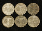 PRATA - LOTE 6 MOEDAS 2000 REIS - ANO 1922.MOEDAS BEM CONSERVADAS, PORÉM PODEM APRESENTAR PÁTINA NATURAL DO TEMPO, E EVENTUAIS MARCAS DE MANUSEIO HUMANO. TRATA-SE DE MODEDAS AUTÊNTICAS.TODOS OS ITENS CONSTANTES NESSE LEILÃO, SÃO VENDIDOS COMO DESCRITOS E MOSTRADOS NAS FOTOS. SE AINDA HOUVER DÚVIDAS, ESCLARECER ANTES DO LEILÃO.
