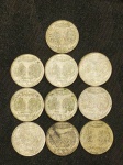 PRATA - LOTE 10 MOEDAS 2000 REIS - ANO 1922.MOEDAS BEM CONSERVADAS, PORÉM PODEM APRESENTAR PÁTINA NATURAL DO TEMPO, E EVENTUAIS MARCAS DE MANUSEIO HUMANO. TRATA-SE DE MODEDAS AUTÊNTICAS.TODOS OS ITENS CONSTANTES NESSE LEILÃO, SÃO VENDIDOS COMO DESCRITOS E MOSTRADOS NAS FOTOS. SE AINDA HOUVER DÚVIDAS, ESCLARECER ANTES DO LEILÃO.