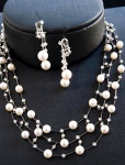 CONJUNTO COMPOSTO POR COLAR E PAR DE BRINCOS EM OURO BRANCO 18K CONTRASTADO + OUTROS CONTRASTES,TRIN