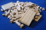 Ferromodelismo - lote de dormentes/ pinos e suportes para elevação dos trilhos - Escala HO - no estado, não testado (Ferromodelismo, Trenzinho, Brinquedo, Colecionismo, Ferrovias)