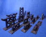 Ferromodelismo - Dormentes, elevações e colunas treliças, acessórios de pista lote com 14 peças - Playart Trens Elétricos - Escala HO - no estado, não testado, (Ferromodelismo, Trenzinho, Brinquedo, Colecionismo, Ferrovias)