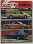 Revista Quatro Rodas Nº 63   1965   Edição especial com três destaques na capa: a nova linha americana 66, os bólidos mirins e um roteiro pela antiga estrada RioSão Paulo. Inclui testes e matérias sobre carros clássicos como o esportivo vermelho com teto branco. Preço original Cr$ 400. Uma peça rara da história automobilística brasileira  ideal para colecionadores e apaixonados por turismo sobre rodas.