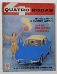 Revista Quatro Rodas Nº 15  1961  Edição vintage com teste completo do Renault Dauphine, roteiro para Buenos Aires e análise sobre a qualidade da gasolina brasileira. Capa charmosa com carro clássico e visual retrô. Ideal para colecionadores e apaixonados por automobilismo e turismo dos anos 60.