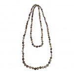 Colar duas voltas com pérolas ditas barrocas coloridas, Com. 67 cm.